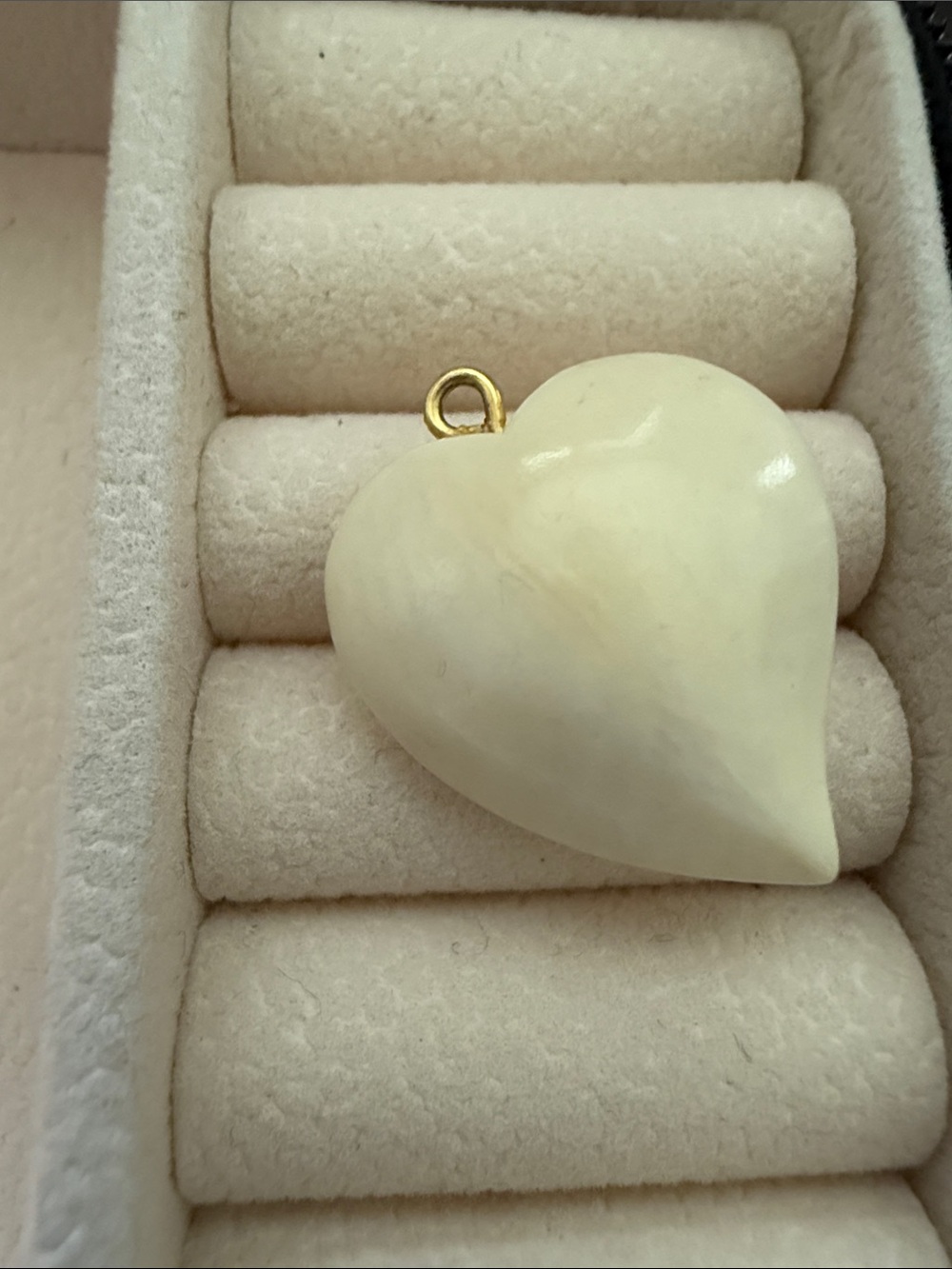 Source Unknown Cream Heart Pendant with Gold Bail